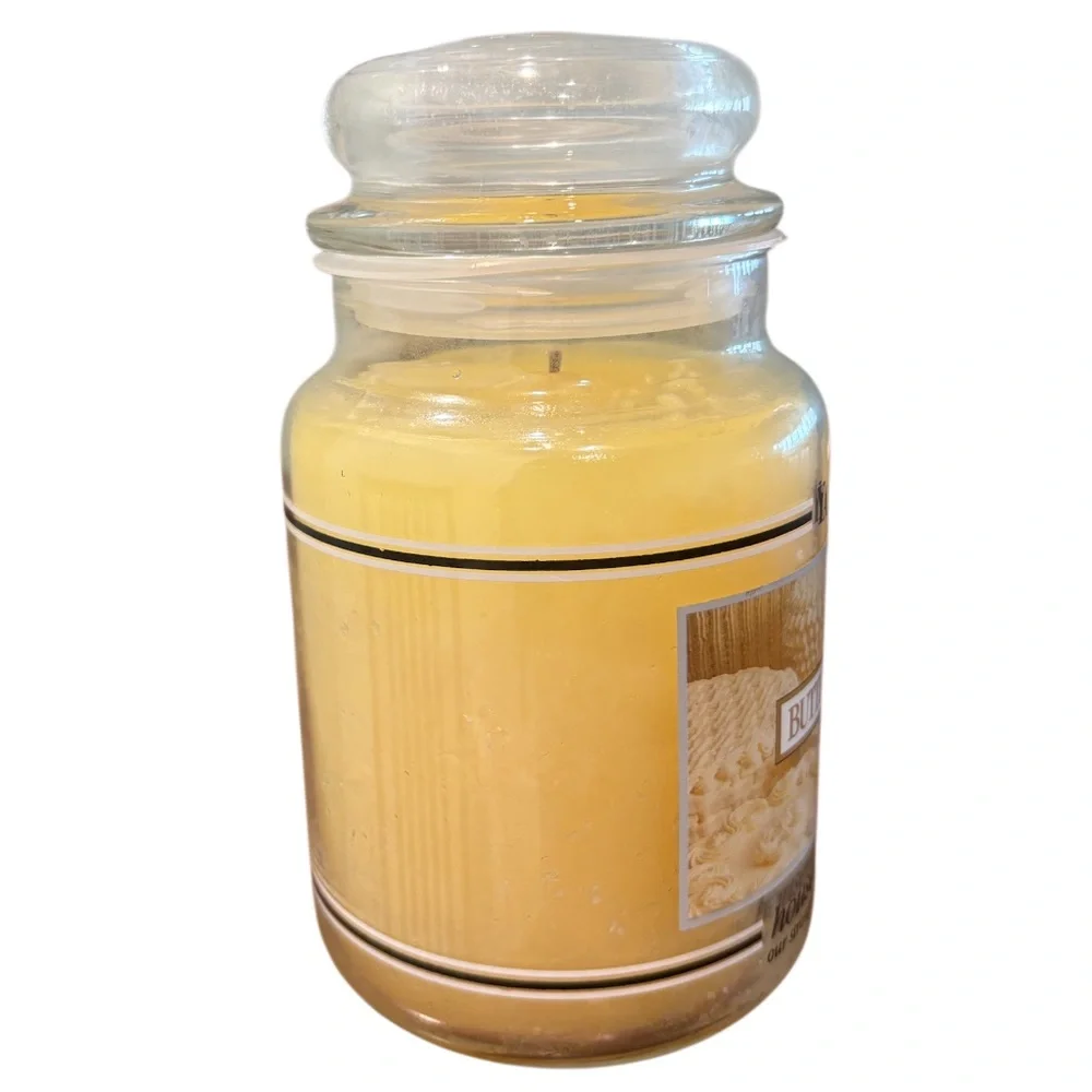 Yankee Candle Jar Buttercream Rare Vintage Black Band Retired Cream Yellow 22 Oz